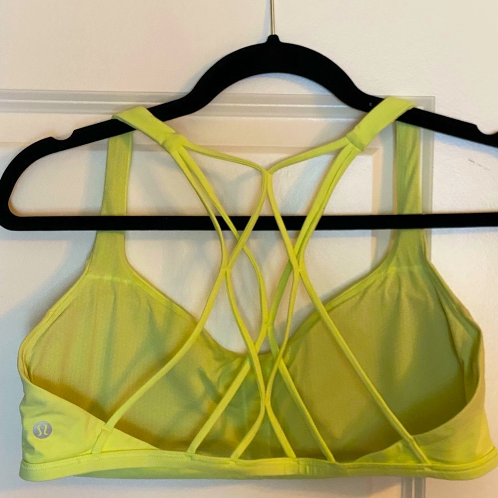Bright yellow Lululemon sports bra